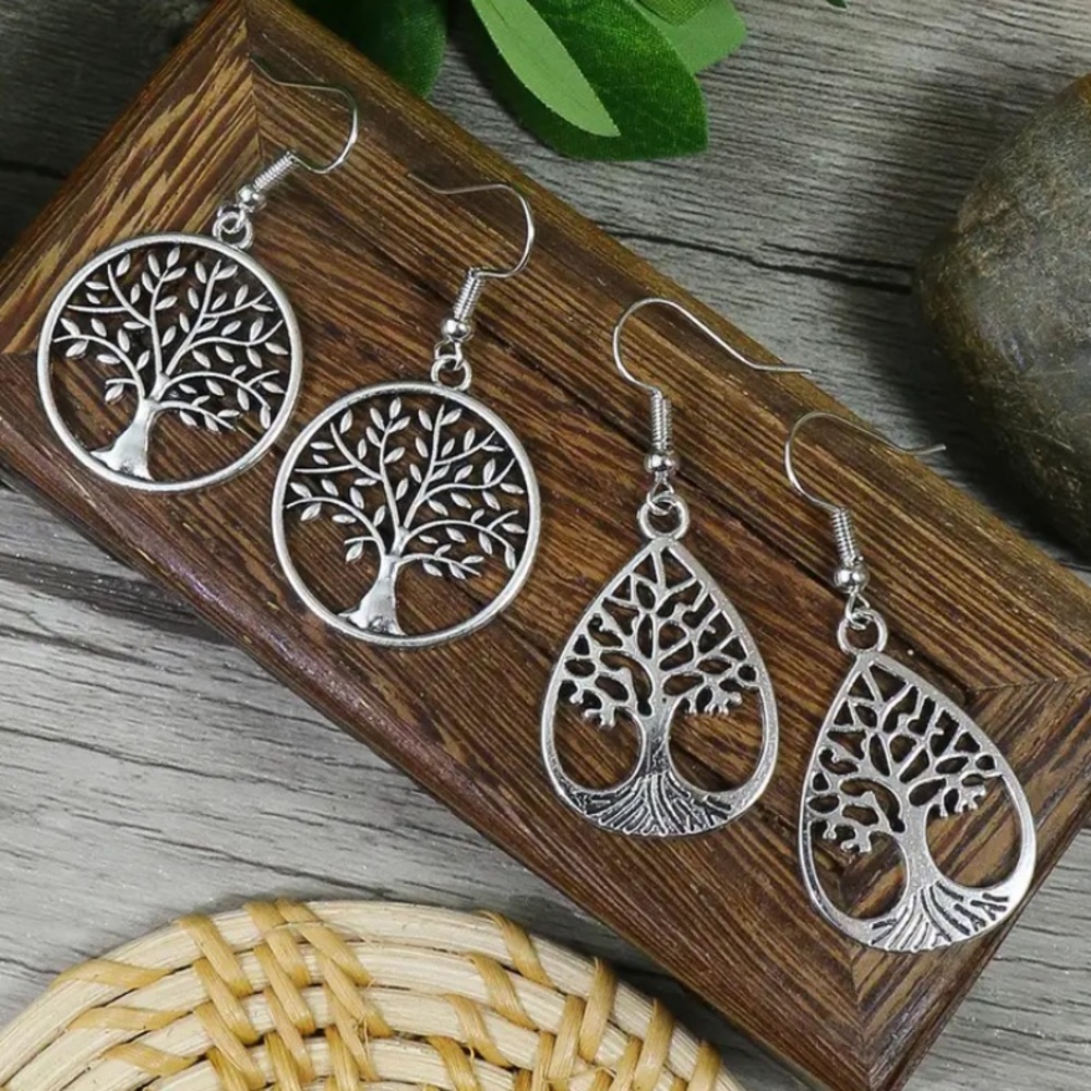 💕5/$15 Set of 2 Tree of Life Hollow cut out Pierced, Dangle drop earrings